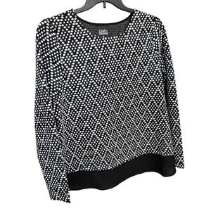 Croft & Barrow Black White Dot Print Long Sleeve Top Women's XL Tunic